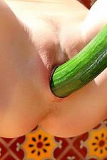 Sandee Westgate Plunges A Cucumber Deep Into Her Snatch 09