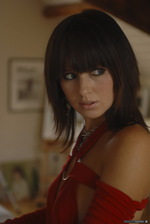 Hot Brunette In Sexy Red Dress 1