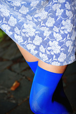 Dressed in electric blue stockings 2