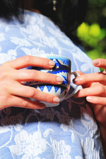 Dressed in electric blue stockings 3